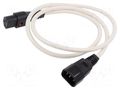 Cable; IEC C13 female,IEC C14 male; PVC; 1m; white; 10A; 250V IEC LOCK IEC-PC1121