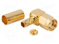 Connector: RP-SMA; plug; reverse,female; angled 90°; 50Ω; PTFE AMPHENOL RF 132194RP