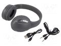 Wireless headphones with microphone; silver; USB B micro; 10m GEMBIRD BTHS-01-SV