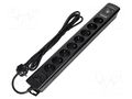 Plug socket strip: protective; Sockets: 8; 230VAC; 10A; black; 3m ORNO OR-AE-13244/B/3M