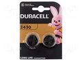 Battery: lithium; CR2430,coin; 3V; non-rechargeable; Ø24x3mm DURACELL BAT-CR2430/DR-B2