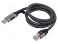Cable; USB 3.0; RJ45 plug,USB A plug; nickel plated; 1m; U/FTP Goobay GOOBAY-70299