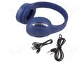 Wireless headphones with microphone; blue; USB B micro; 10m; 32Ω GEMBIRD BTHS-01-B