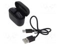 Wireless headphones with microphone; black; USB C; with LED SAVIO SAVSLTWS-09