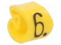 Markers; Marking: 6; 2.5÷5mm; PVC; yellow; -30÷60°C; leaded; PA-1 PARTEX PA-10003AV40.6