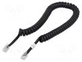 Cable: telephone; coiled; RJ10 plug,both sides; black; 2m DIGITUS AK-460101-020-S