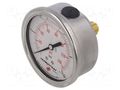 Glycerin manometer; 0÷10bar; 63mm; G 1/4",rear connection PNEUMAT M63A.GL010G14