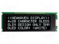 Display: OLED; alphanumeric; 20x4; Dim: 92x31.5x6.5mm; white NEWHAVEN DISPLAY INTERNATIONAL NHD-0420CW-AW3