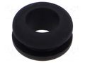 Grommet; Ømount.hole: 8mm; Øhole: 6mm; black; Panel thick: max.2mm ESSENTRA ESS-10284506