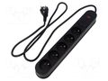 Plug socket strip: protective; Sockets: 5; 230VAC; 10A; black; 1.5m PLASTROL W-00017