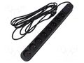 Plug socket strip: protective; Sockets: 8; 230VAC; 10A; black; 3m PLASTROL W-00027
