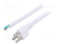Cable; 3x14AWG; NEMA 5-15 (B) plug,wires; PVC; 3.5m; white; 13A LIAN DUNG S21-3/14/3.5WH