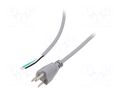 Cable; 3x18AWG; NEMA 5-15 (B) plug,wires; PVC; 2m; grey; 10A; 125V LIAN DUNG S21-3/18/2GY