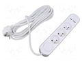 Extension lead; 3x1mm2; Schuko; Sockets: 5; PVC; white; 1.5m; 16A PLASTROL W-30000