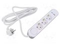 Extension lead; 3x1.5mm2; Schuko; Sockets: 5; PVC; white; 3m; 16A PLASTROL W-30007