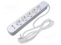 Extension lead; 3x1.5mm2; Schuko; Sockets: 7; PVC; white; 3m; 16A PLASTROL W-30010
