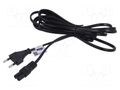 Cable; 2x0.5mm2; CEE 7/16 (C) plug,IEC C7 female; PVC; 3m; black AKYGA AK-RD-02C