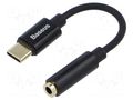 Cable; Jack 3.5mm socket,USB C plug; 0.05m; black BASEUS L54