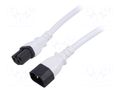 Cable; 3x14AWG; IEC C14 male,IEC C15 female; PVC; 3m; white; 15A LIAN DUNG SN28-3/14/3.0WH