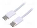 Cable; USB 2.0; USB C plug,both sides; nickel plated; 1m; white AKYGA AK-USB-51