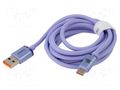 Cable; USB 2.0; USB A plug,USB C plug; 2m; violet; textile; 100W BASEUS CAJY000505