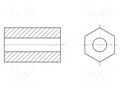 Spacer sleeve; hexagonal; PBT; L: 10mm; Øint: 2.95mm HARWIN R30-9401000