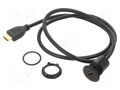 Adapter cable; HDMI socket,HDMI plug; Body: black; Thread: M22 ONPOW HDMI-03-BK