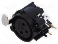 Connector: XLR; socket; female; PIN: 3; angled 90°; THT; black; 6A NEUTRIK NTR-NC3FAAH2