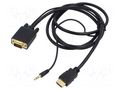 Cable; D-Sub 15pin HD plug,HDMI plug,Jack 3.5mm 3pin plug GEMBIRD A-HDMI-VGA-03-6