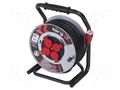 Extension lead; 3x1.5mm2; reel; Sockets: 4; rubber; black; 50m; 16A KERG KERG-W2379