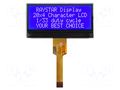 Display: LCD; alphanumeric; COG,STN Negative; 20x4; blue; LED; 1x12 RAYSTAR OPTRONICS RX2004C-BIW