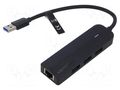 Hub USB; USB 2.0,USB 3.0; LED status indicator; black; 0.15m; ABS VENTION CHNBB