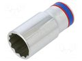 Socket; 12-angles,socket spanner; 27mm; 1/2"; long KING TONY KT-423027M