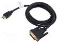 Cable; DVI-D (24+1) plug,HDMI plug; dual link; 1.8m; black; 28AWG LANBERG CA-HDDV20CU-0018BK