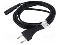 Cable; CEE 7/16 (C) plug,IEC C7 female; PVC; Len: 3m; black; 2.5A LANBERG CA-C7CA11CC-0030BK