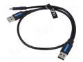 Cable; USB 2.0; USB A plug x2,USB C plug; nickel plated; 0.5m VENTION CQKBD