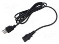 Cable; 3x18AWG; IEC C13 female,NEMA 5-15 (B) plug; 3m; black; 10A POS POSAC-C13-10/US30