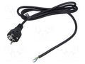 Cable; 3x0.75mm2; CEE 7/7 (E/F) plug,wires; PVC; 1.8m; black; 10A POS POSAC-10/7/7-18B