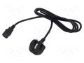 Cable; 3x1mm2; BS 1363 (G) plug,IEC C13 female; PVC; 1.2m; black POS POSAC-C13-10/UK15
