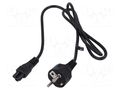 Cable; 3x0.75mm2; CEE 7/7 (E/F) plug,IEC C5 female; PVC; 1.2m POS POSAC-C5EU12
