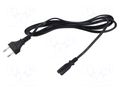 Cable; 2x0.75mm2; CEE 7/16 (C) plug,IEC C7 female; PVC; 3m; black POS POSAC-C7EU30BK