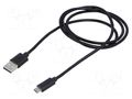 Cable; USB 2.0; USB A plug,USB B micro plug; nickel plated; 1m AKYGA AK-USB-21