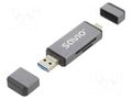 Card reader: memory; USB A plug,USB B micro plug,USB C plug SAVIO SAVAK-72