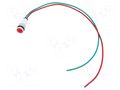 Indicator: LED; prominent; red; 24VDC; 24VAC; Ø10mm; cables; 300mm POLAM-ELTA LR-D7-24AC/DC/H