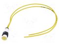 Indicator: LED; prominent; yellow; 230VAC; Ø10mm; cables; 300mm POLAM-ELTA LY-D7-230AC/H