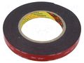 Tape: fixing; W: 15mm; L: 5.5m; Thk: 1.6mm; acrylic; black 3M 3M-5962-15-5.5