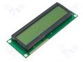 Display: LCD; alphanumeric; STN Positive; 16x2; 122x44x9.5mm; LED DISPLAY ELEKTRONIK DEM16215SYH-LY