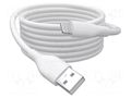 Cable; USB 2.0; Apple Lightning plug,USB A plug; nickel plated DIGITUS AK-600108-020-W