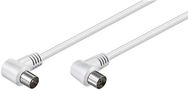 Angled Antenna Cable (<70 dB), Double Shielded, 2.5 m, white - coaxial plug 90° > coaxial socket 90° 11521