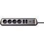 Estilo 6-way corner socket strip with high-quality stainless steel surface for kitchen and office (desk socket with 4x protective contact sockets, 2x Euro sockets, incl. USB charging function) TYPE F 1153590610 4007123672820